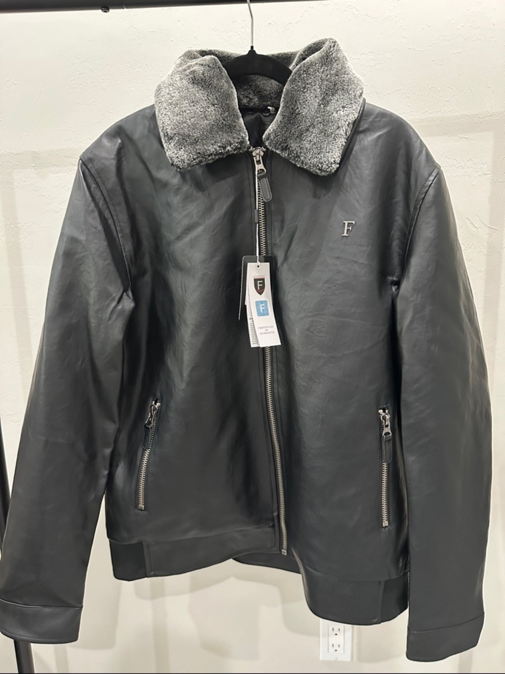 Ferrari Collection Collar Black Leather Jacket - Brand